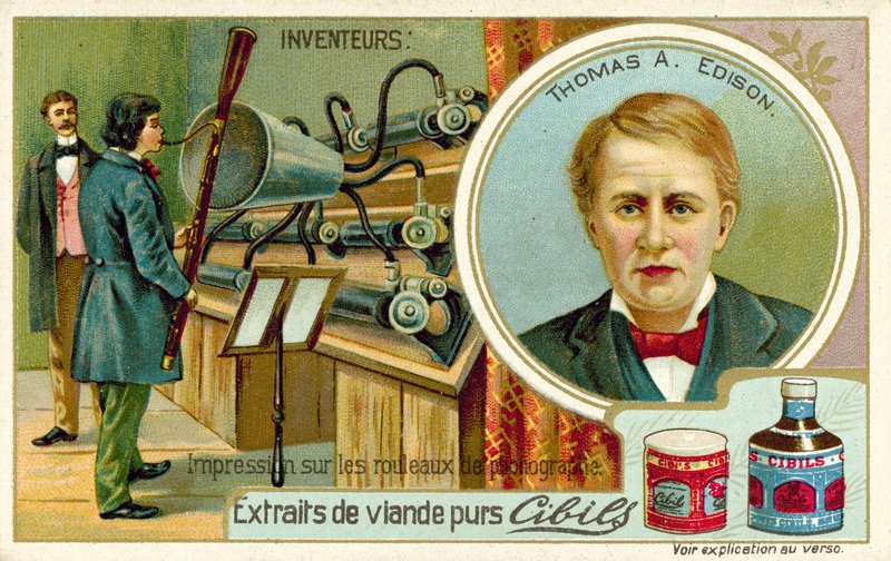 Thomas A Edison, oppfinner - spiller inn en fonograf av French School