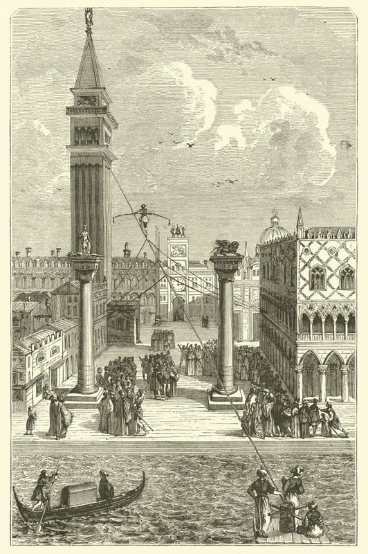 Linjerullator i Venezia (gravering) av French School