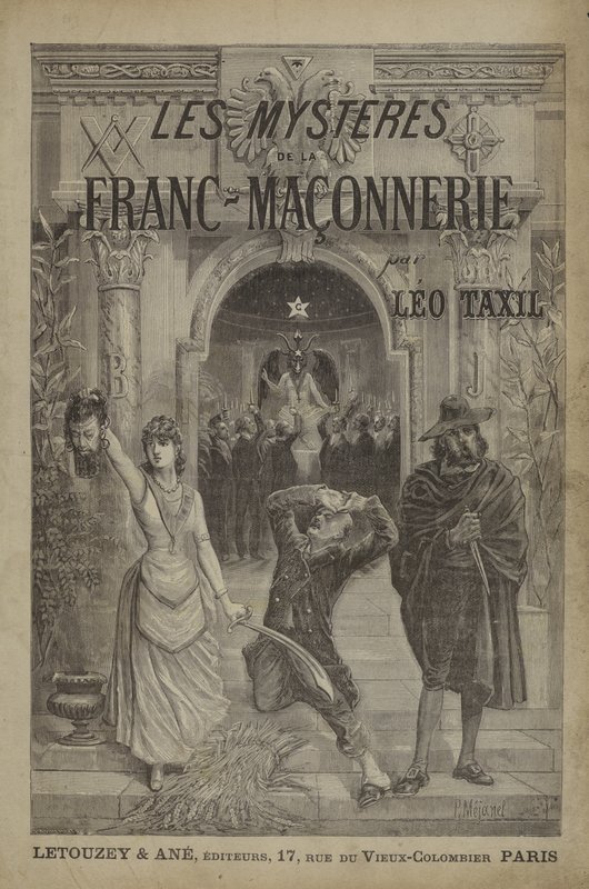 Tittelsideillustrasjon for The Mysteries of Freemasonry Revealed (gravering) av French School