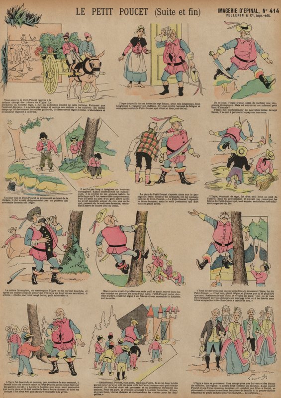 Tom Thumb (farget gravering) av French School