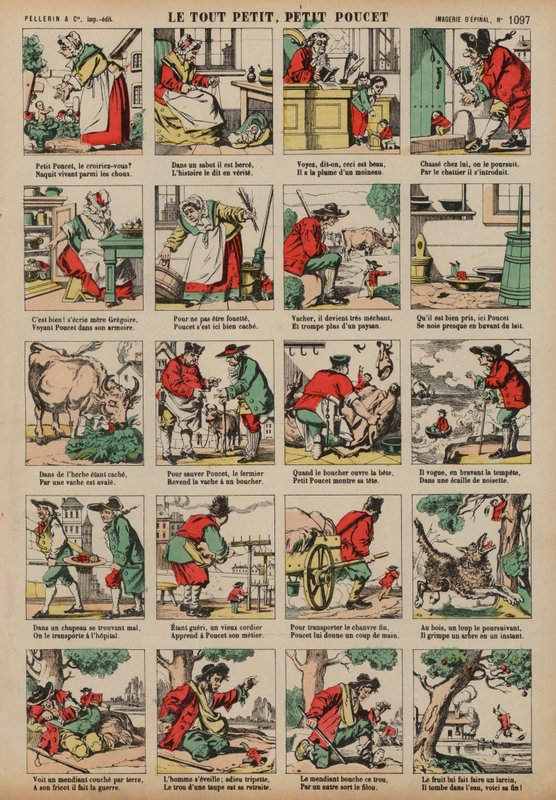 Tom Thumb (farget gravering) av French School