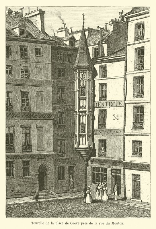Turret på Place de Greve nær rue du Mouton av French School