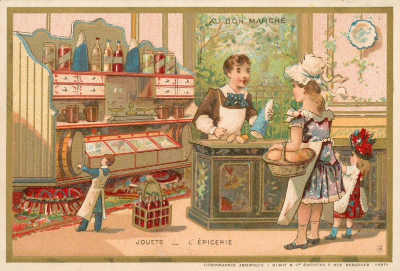 Leker - dagligvarebutikk (chromolitho) av French School