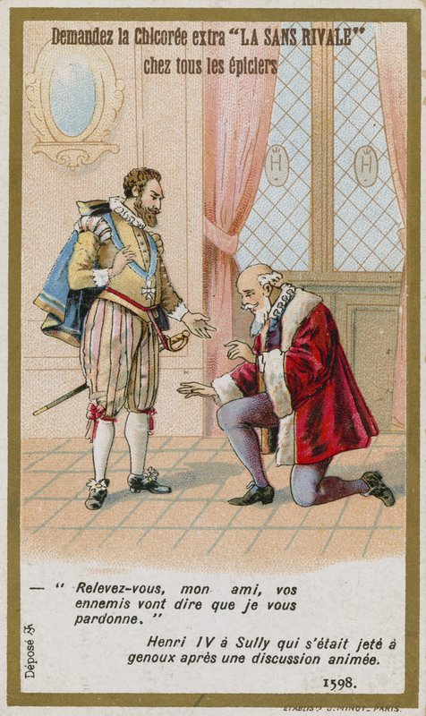 Handelskort som viser svaret fra kong Henry IV av Frankrike til hertugen av Sully av French School