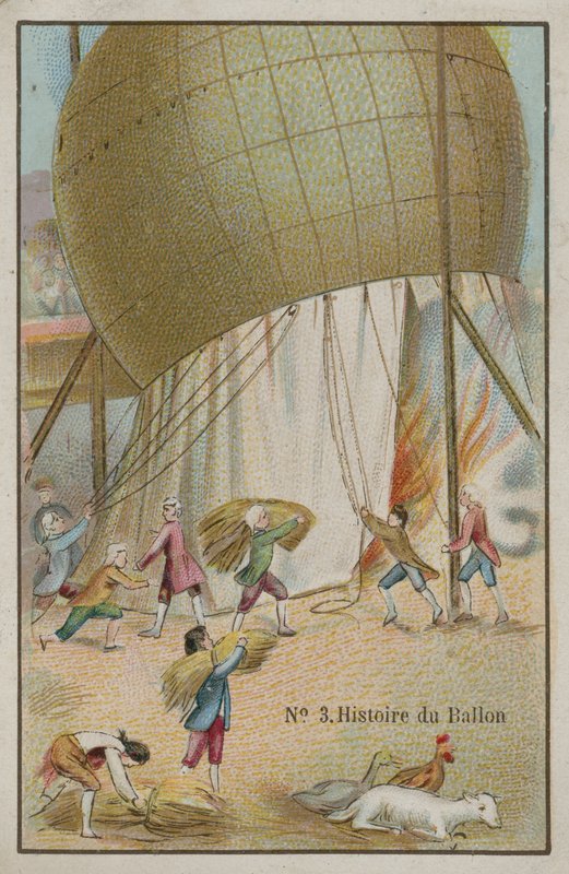 Byttekort med et bilde fra Ballongens historie av French School