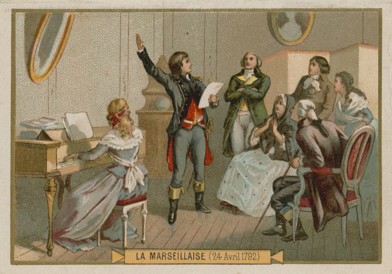 Byttekort med et bilde av Rouget de Lisle av French School