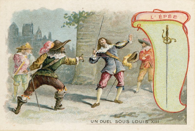 Byttekort med et bilde av et sverd av French School