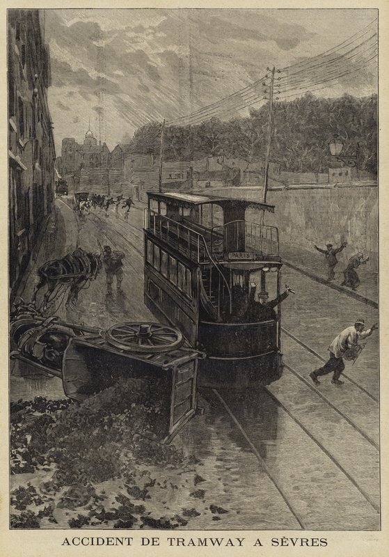 Trikkeulykke i Sevres, Frankrike, 1897 av French School
