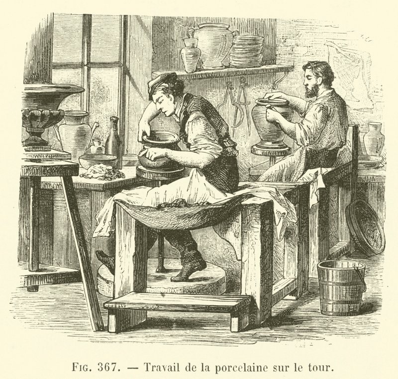 Porselensarbeid på dreiebenken (gravering) av French School