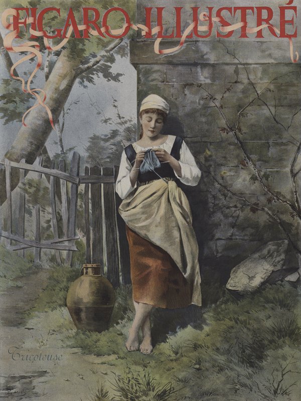 Knitter (Knitter). Omslag til Le Figaro Illustre, september 1896 (farge litho) av French School