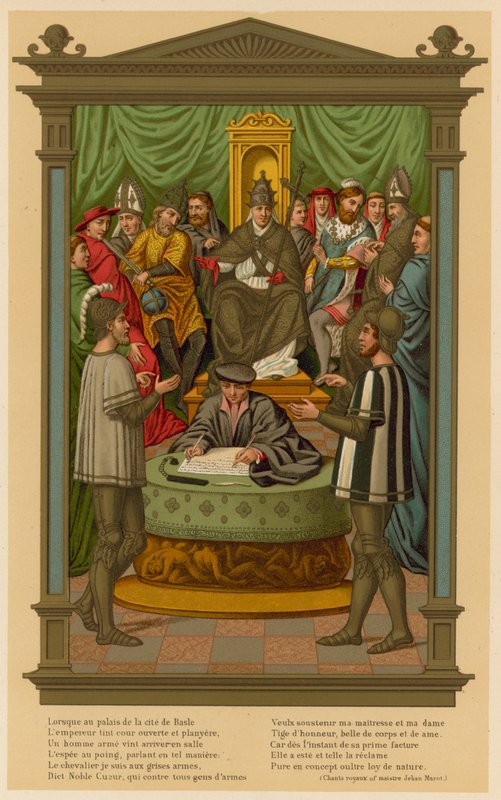 To Chevaliers holder et argument om den ulastelige unnfangelsen av French School
