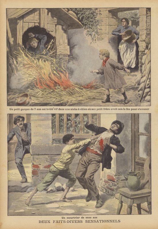To oppsiktsvekkende nyheter (farge litho) av French School
