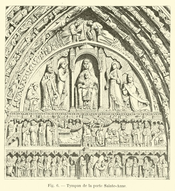 Tympanum ved Sainte-Anne-porten av French School