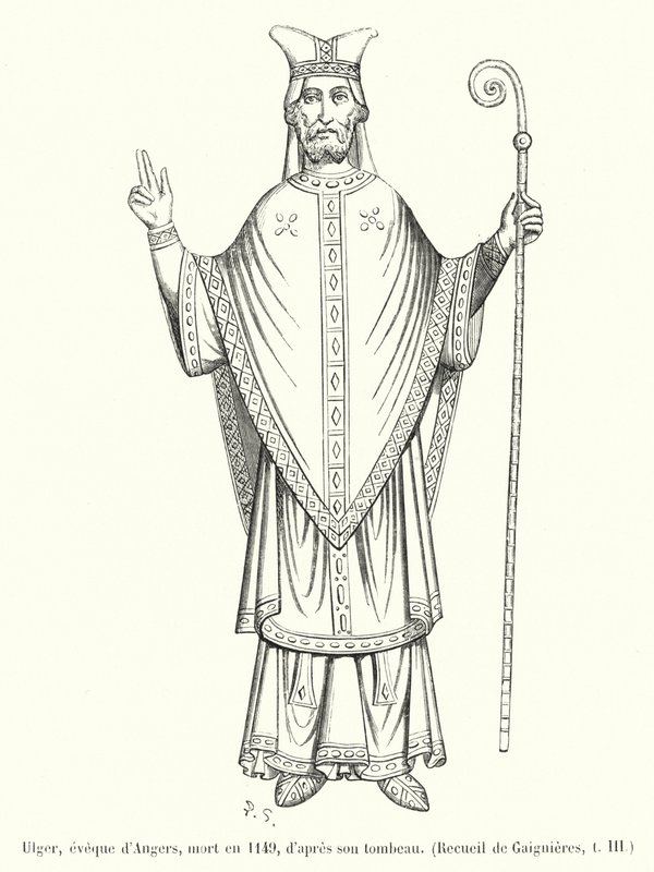 Ulger, biskop av Angers, døde i 1149, ifølge graven hans (gravering) av French School