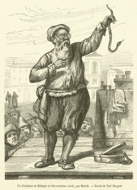 En Charlatan fra Bologna på det syttende århundre (gravering) av French School