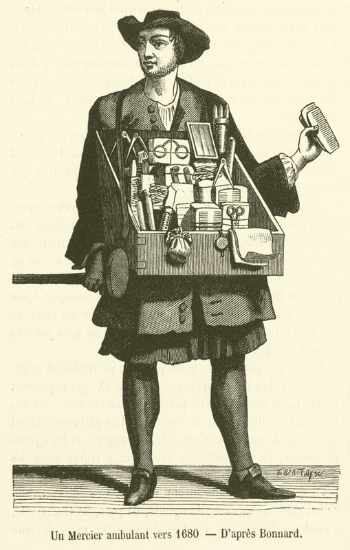 En omreisende Mercier rundt 1680 (gravering) av French School