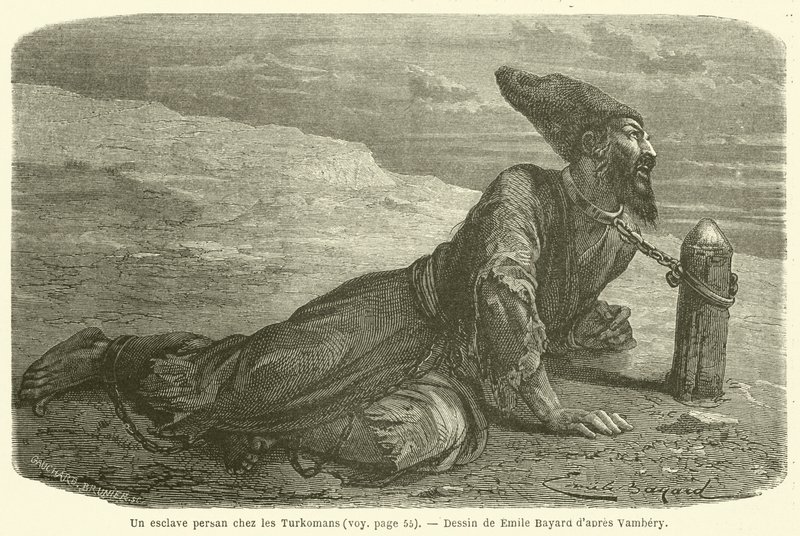 En persisk slave blant turkomanerne (gravering) av French School