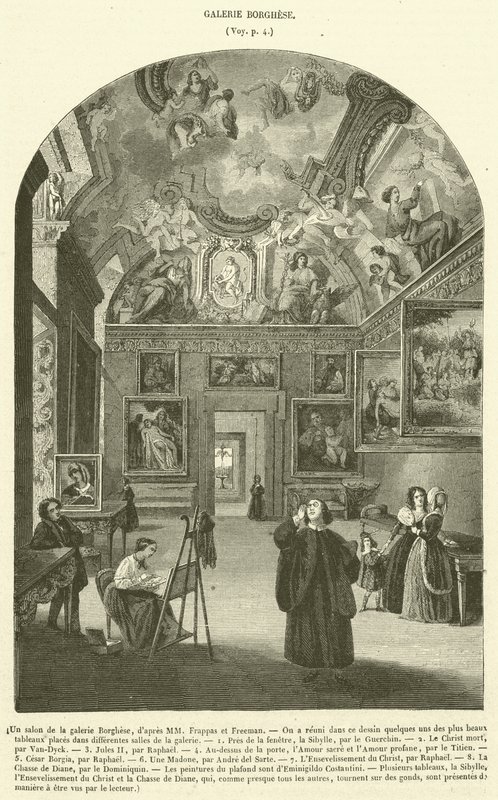 En salong i Borghese-galleriet (gravering) av French School