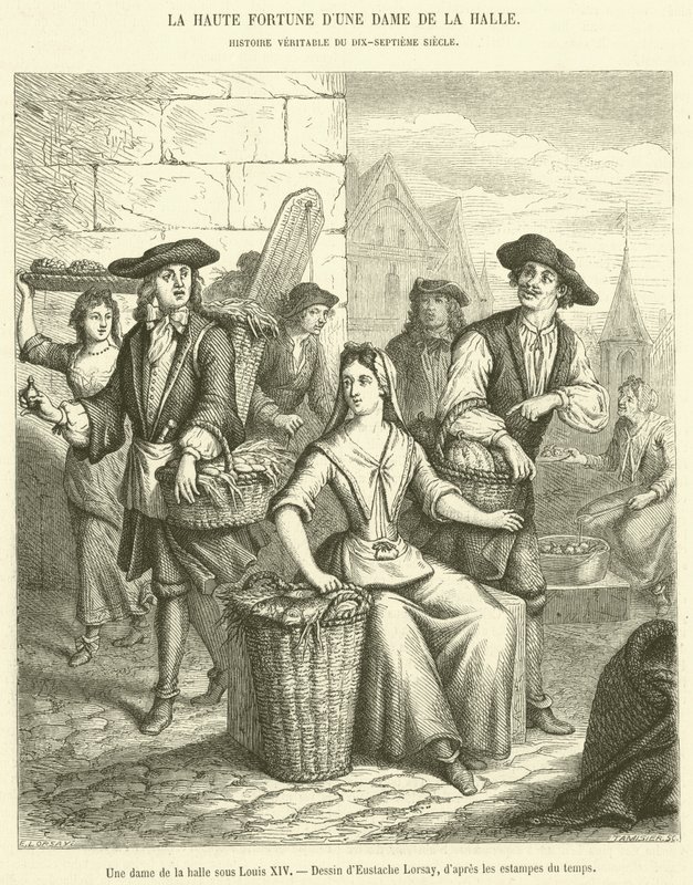 A Lady of the Market under Louis XIV (gravering) av French School
