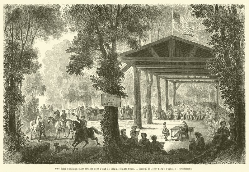 En gjensidig utdanningsskole i delstaten Virginia (USA) (gravering) av French School