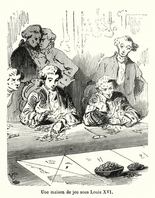 Et gamblinghus under Louis XVI (gravering) av French School