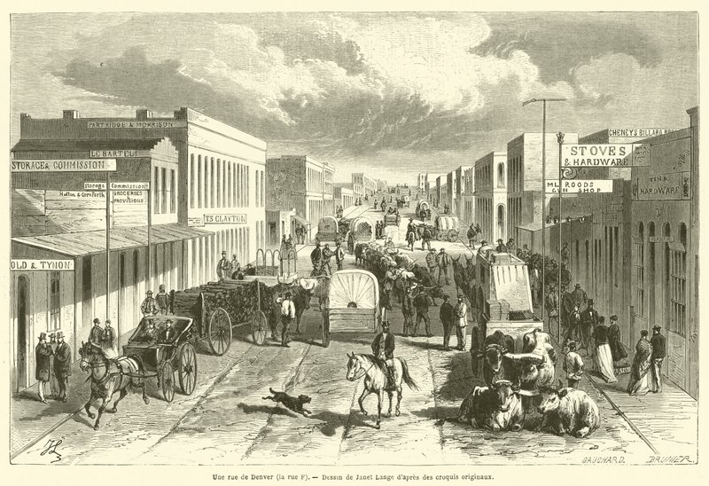 En gate i Denver, F street (gravering) av French School