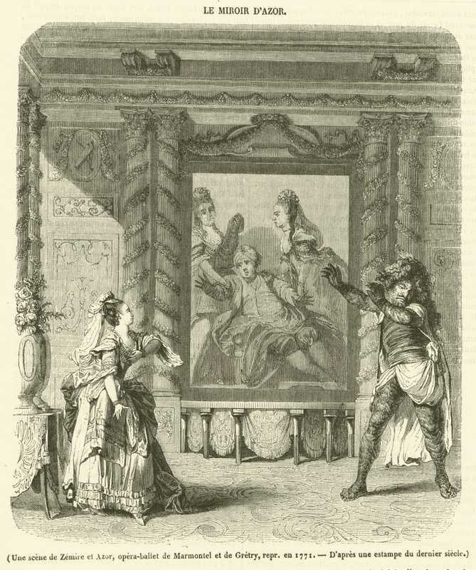 En scene fra Zemire og Azor, operaballett av Marmontel og Gretry, fremført i 1771 (gravering) av French School