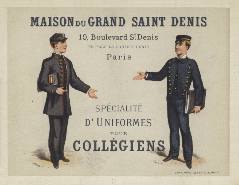 Uniformer for French Collegiens, annonse for Maison du Grand Saint Dennis av French School