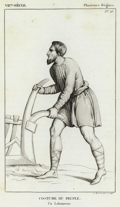 VII Century, Several Reigns, Costume of the People, A Ploughman (gravering) av French School