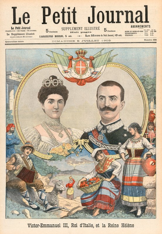 Victor-Emmanuel III av Italia og dronning Helene av French School