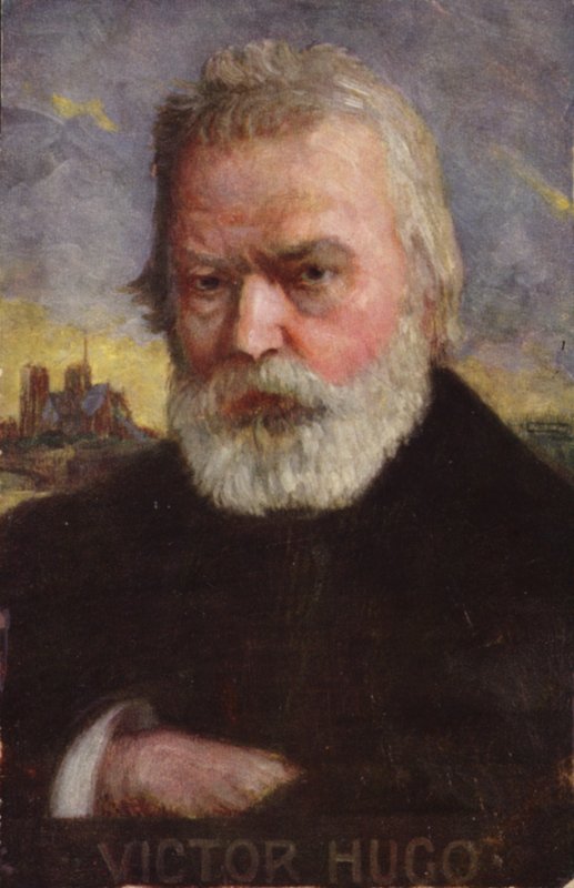 Victor Hugo (1802–1885), fransk poet, romanforfatter og dramatiker (fargelitografi) av French School