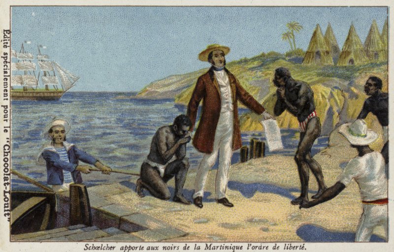 Victor Schoelcher bringer nyheter om deres frihet til slavene på Martinique, c1848 av French School