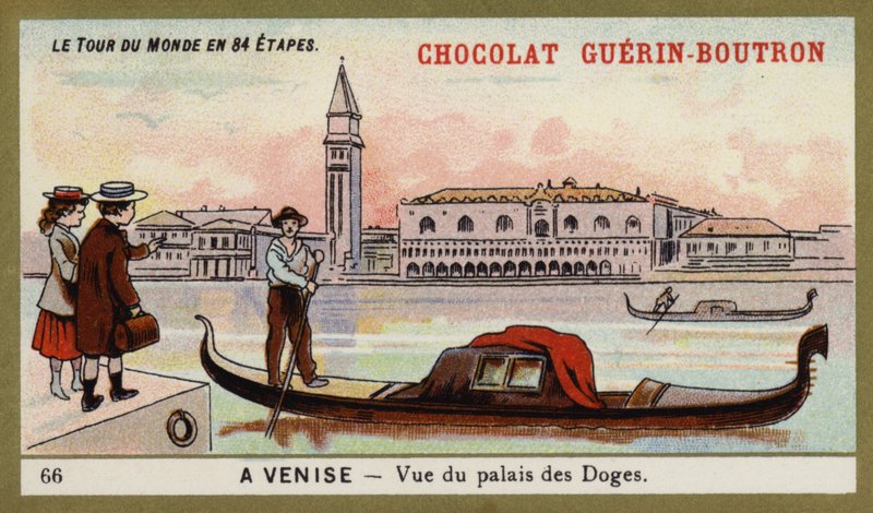 Utsikt over Dogepalasset, Venezia (chromolitho) av French School
