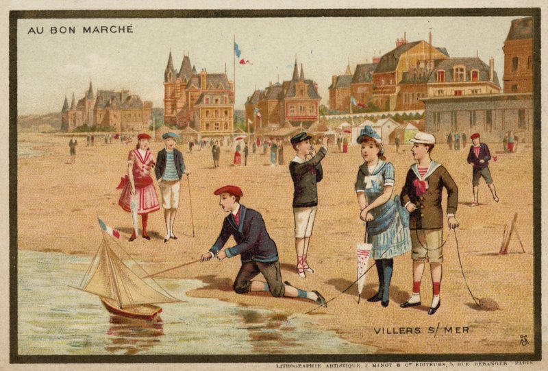 Villers-sur-Mer, Frankrike (chromolitho) av French School