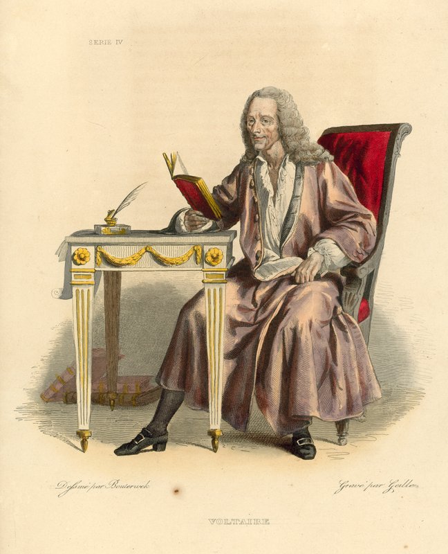 Voltaire (farget gravering) av French School