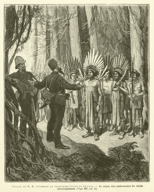 Reisen til MH Coudreau til det indiske territoriet Guyana (gravering) av French School