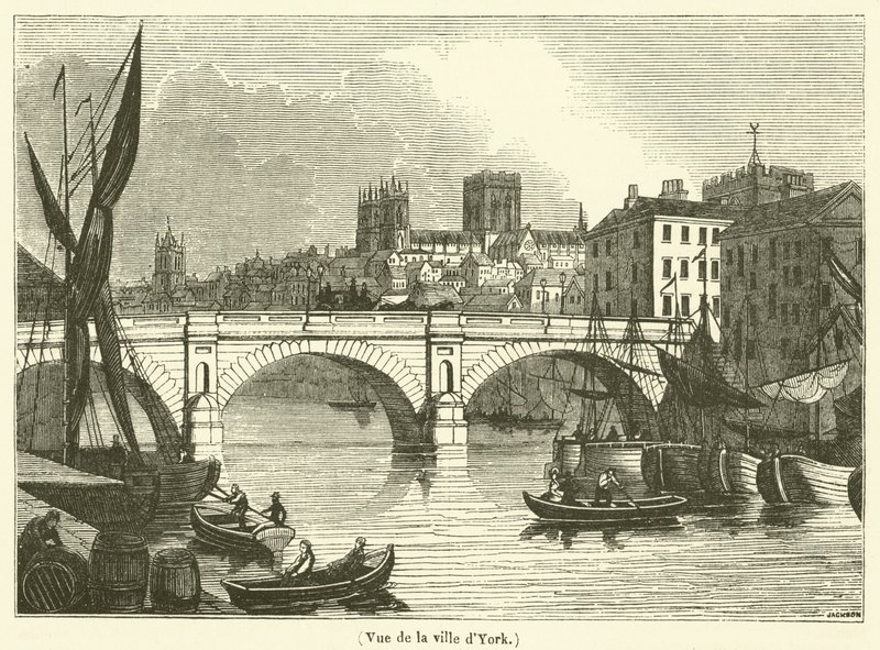 Utsikt over byen York (gravering) av French School