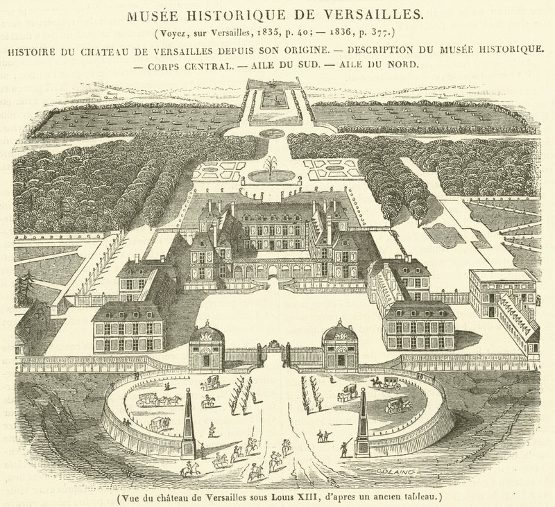 Utsikt over slottet i Versailles under Louis XIII (gravering) av French School