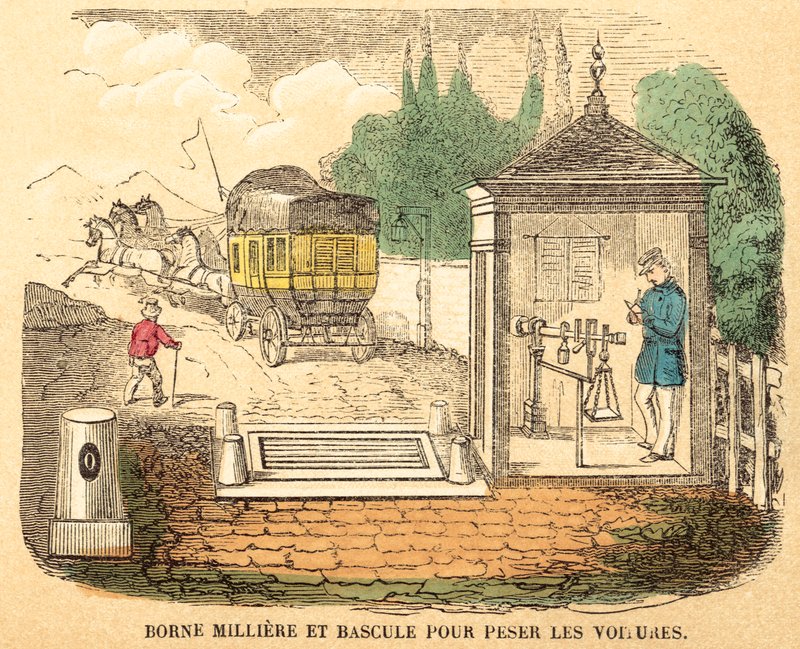 Vekt og mål (farget gravering) av French School