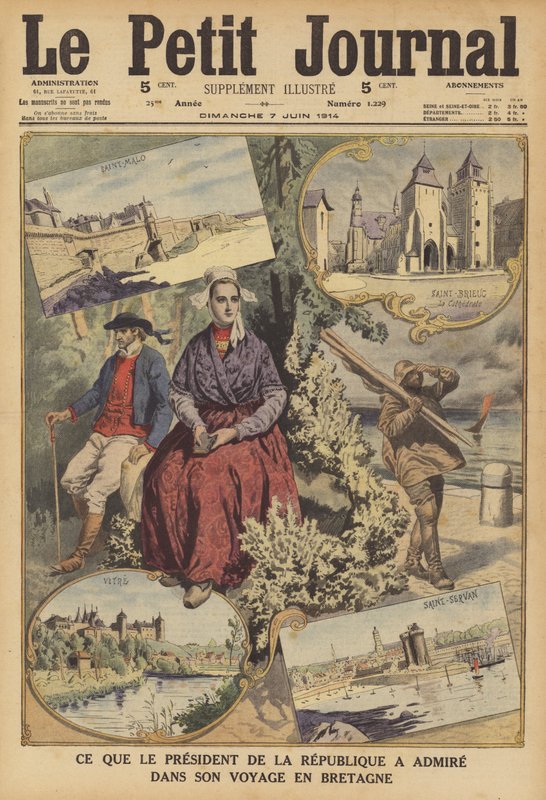 Hva Frankrikes president beundret under sitt besøk i Bretagne (farge litho) av French School