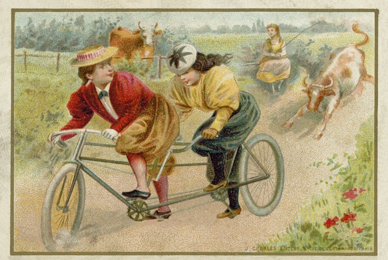 Kvinner som kjører tandem av French School