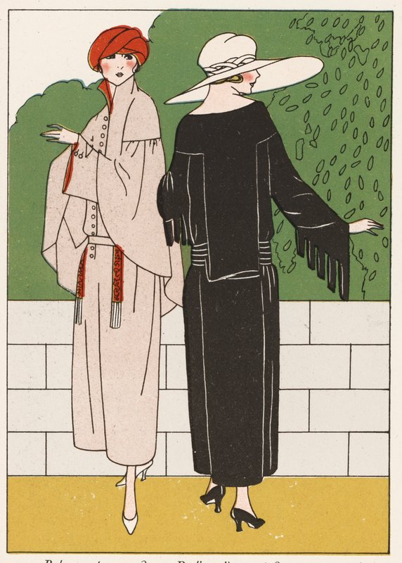 Damefrakkmote fra 1920-tallet (fargelitografi) av French School
