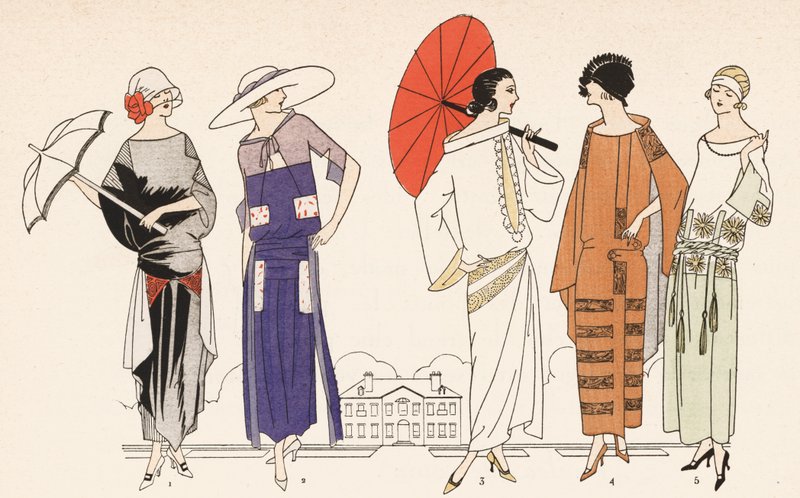 Damemote fra 1920-tallet (fargelitografi) av French School