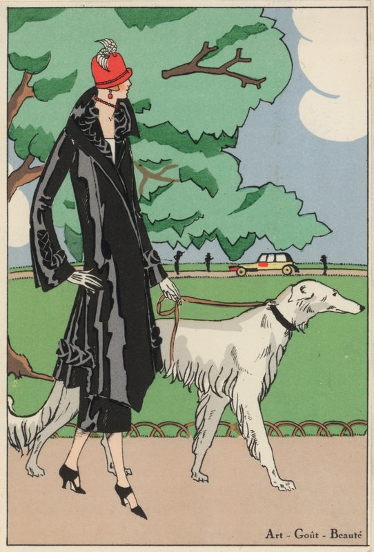Damemote fra 1920-tallet av designeren Martial og Armand (fargelitografi) av French School