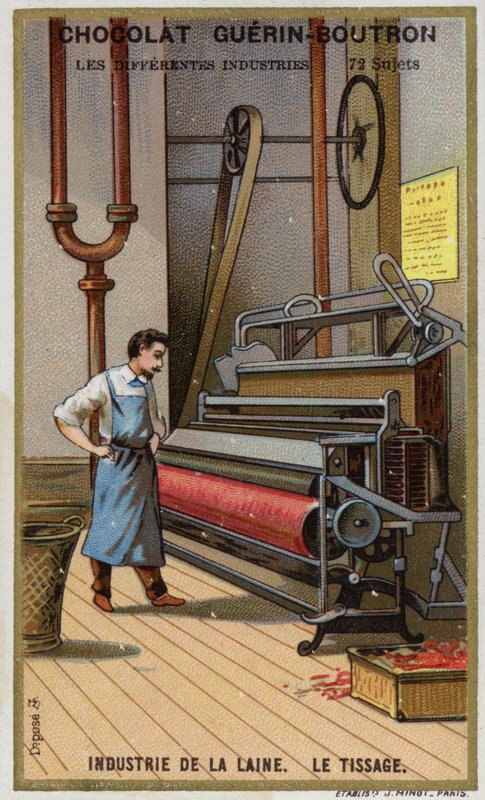 Ullindustri. Veving (chromolitho) av French School