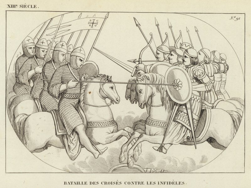 XIII Century, Slaget om korsfarerne mot de vantro (gravering) av French School