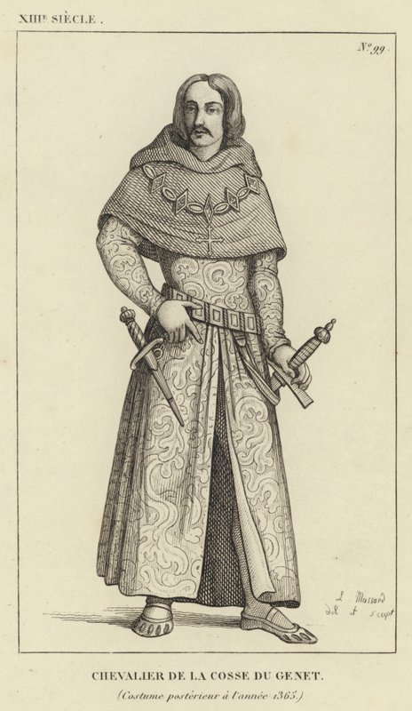 XIII Century, Ridder av Pod of Genet, kostyme etter år 1365 (gravering) av French School