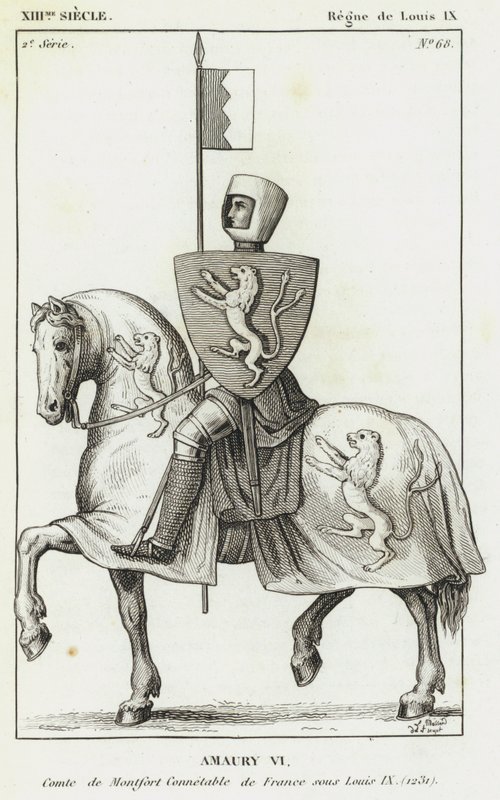 XIII århundre, regjering av Ludvig IX, Amaury VI, grev av Montfort konstabel av Frankrike under Ludvig IX av French School