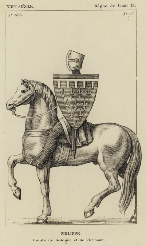 XIII århundre, regjering av Louis IX, Philippe, greve av Bologna og Clermont (gravering) av French School