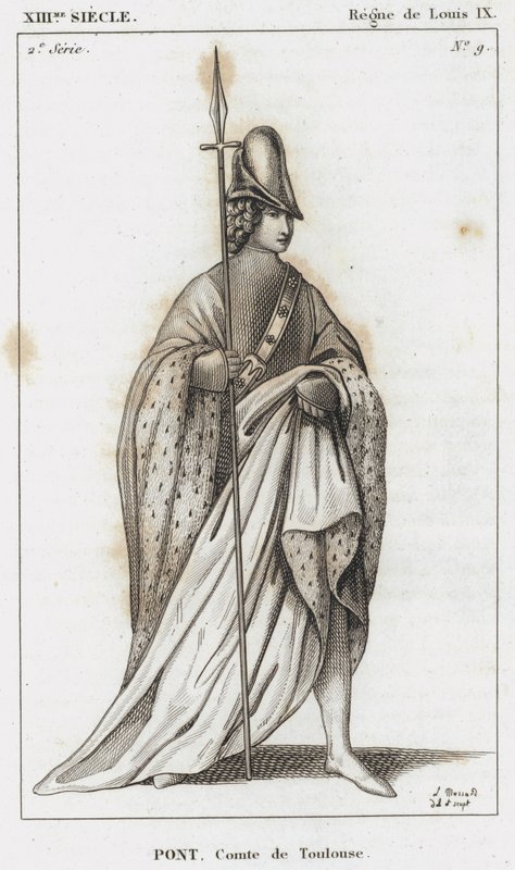 XIII århundre, regjering av Louis IX, Pont, greve av Toulouse (gravering) av French School